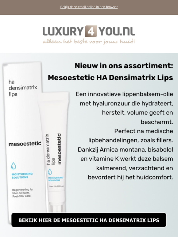 Nieuw: Mesoestetic HA Densimatrix Lips & Medik8 Crystal Retinal – Profiteer nu van 15% korting!
