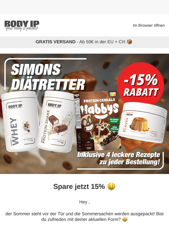 15% Rabatt auf alle Perfect Flaves, Proteins, Wheys UND Habbys 🤯😍