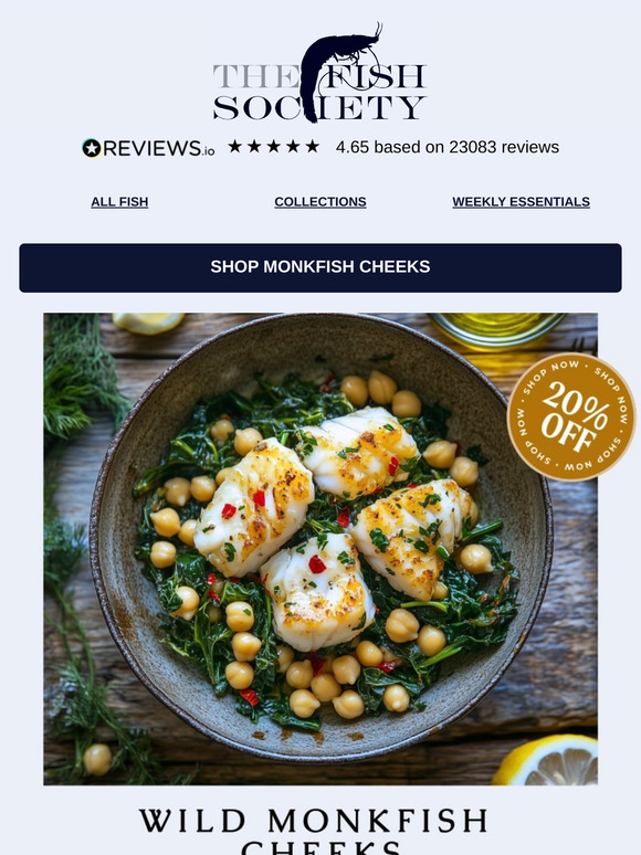 20% OFF Monkfish Cheeks! Limited Time Offer ⏰