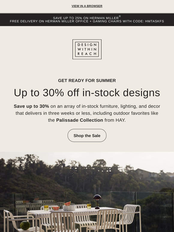 Up to 30% off in-stock furniture and decor