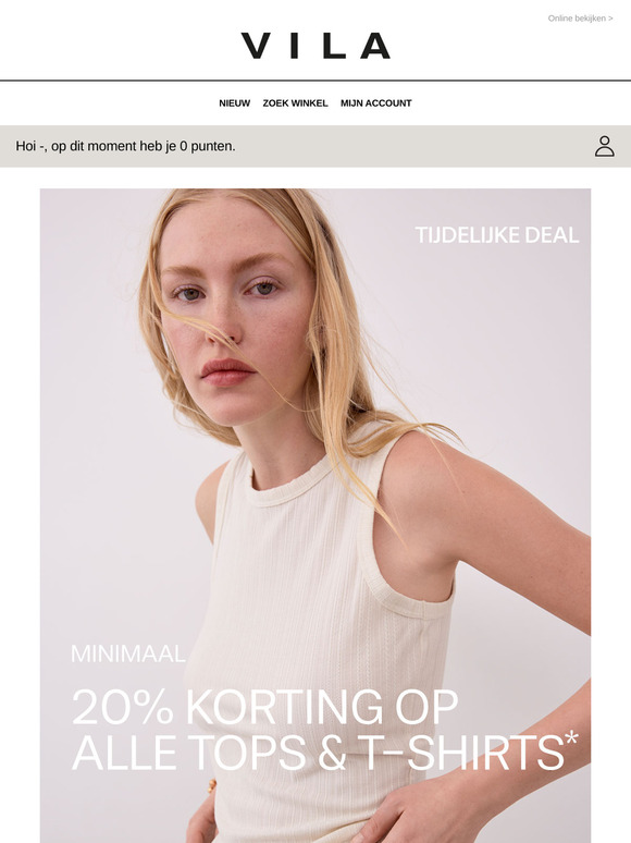 Minimaal 20% korting op ALLE tops & T-shirts