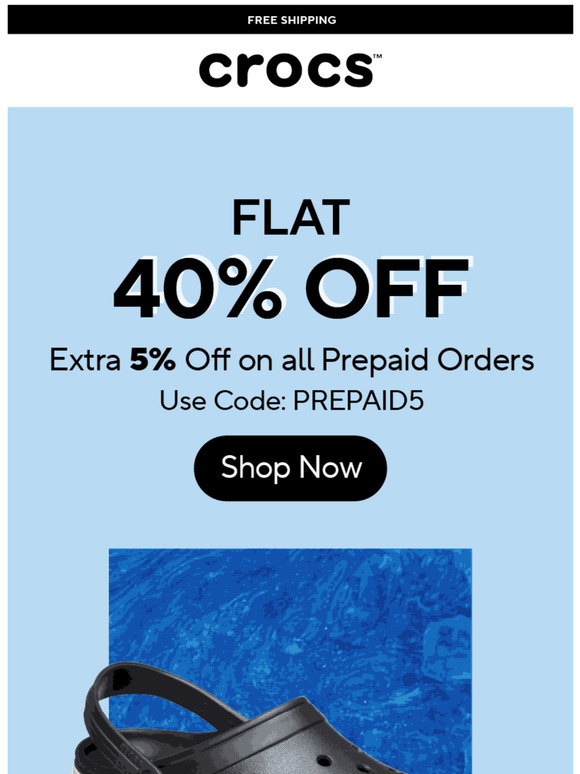 Flat 40% Off on your favorite clogs. Get yours today!