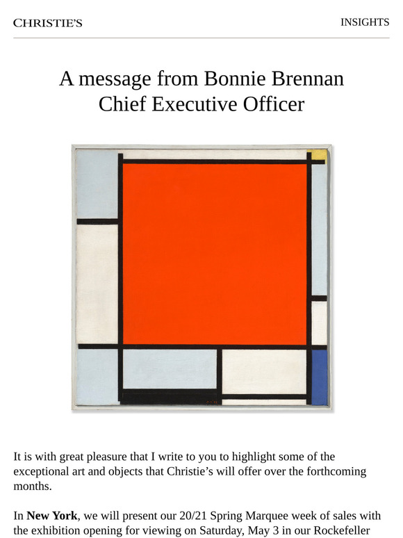 A Message from Bonnie Brennan, Christie’s CEO