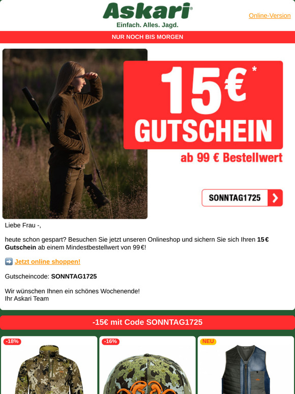 Auf zur Bockjagd! | Sparen Sie 15€ auf ALLES, Frau —!