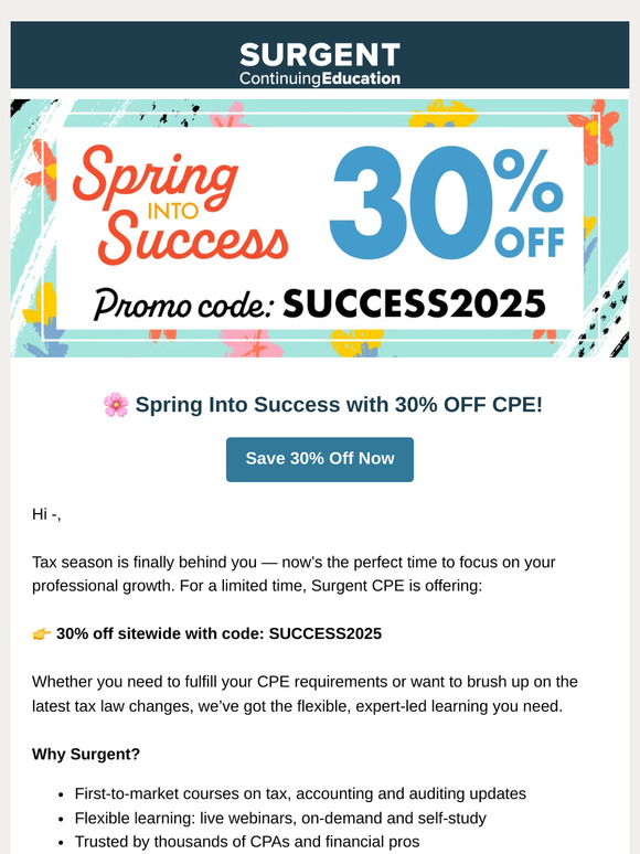 🌸 Spring Into Success: Save 30% on CPE Courses!