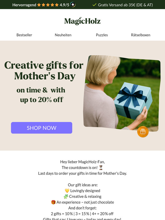 ⏰ Don’t forget Mom – order now for on-time delivery!