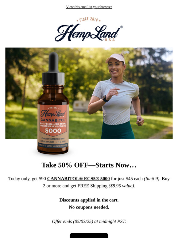 50% Off CANNABITOL® ECS5® 5000—Starts Now