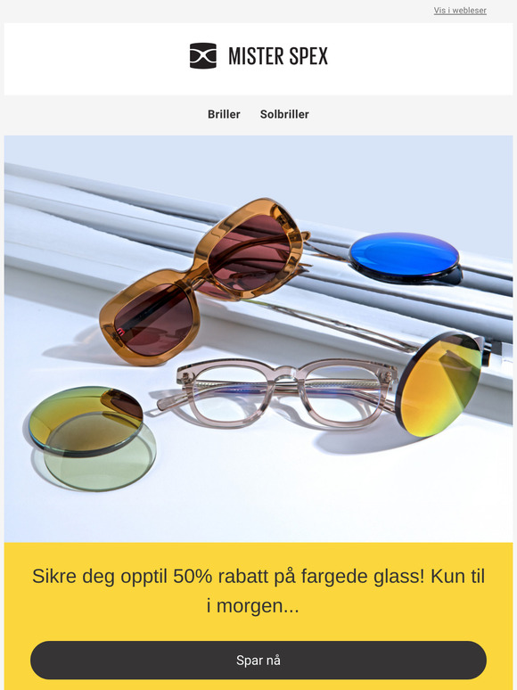 50 % rabatt på fargede glass