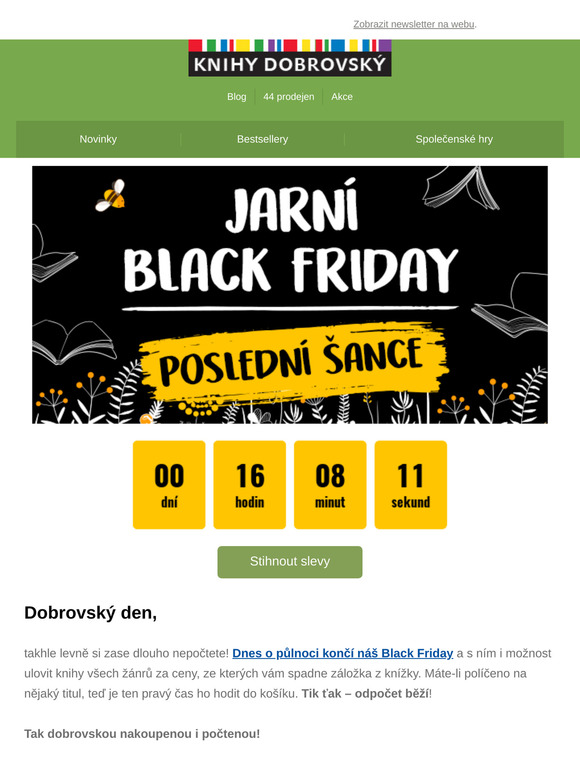 Velké BLACK FRIDAY slevy končí DNES! ⏳