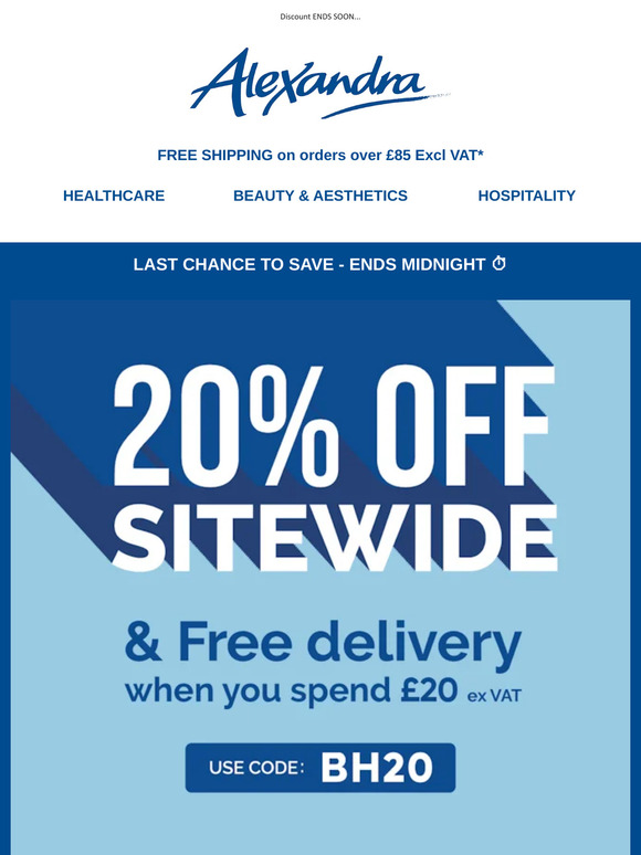 ENDS SOON... 20% Off Sitewide + FREE Delivery ⏰