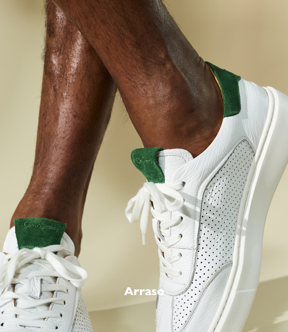 arraso white perforated calf leather trainers
