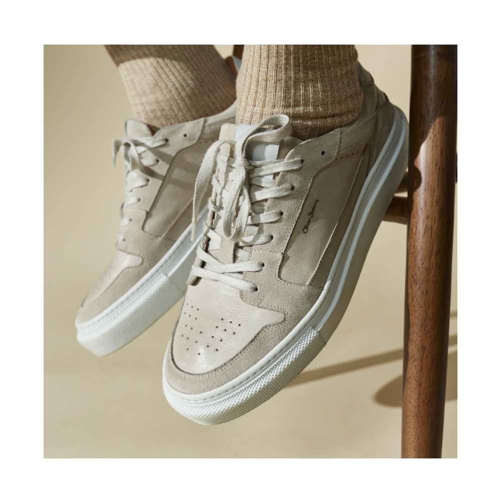 serta off white hand finished calf leather cupsole trainers