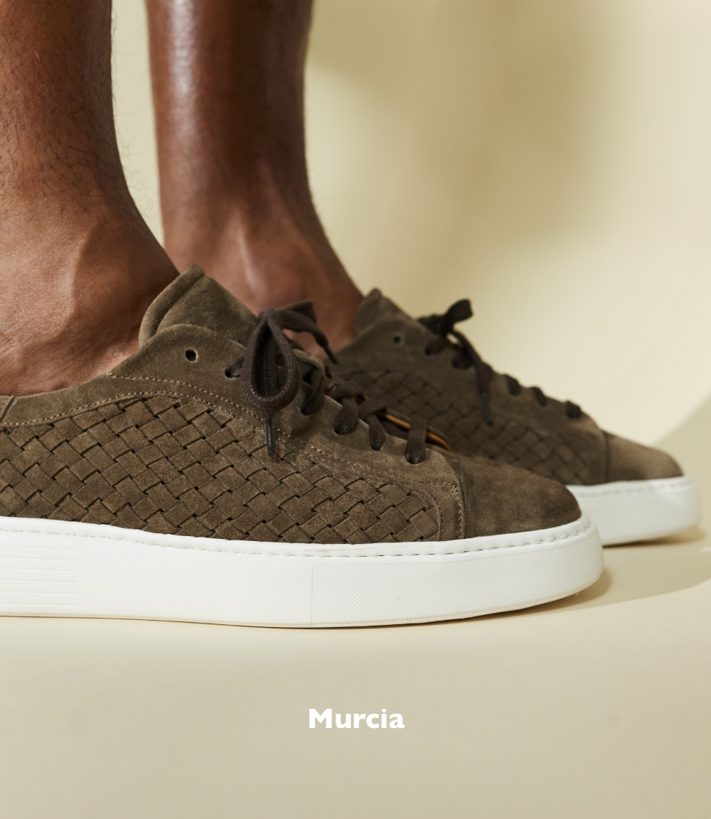 murcia brown woven calf suede trainerrs