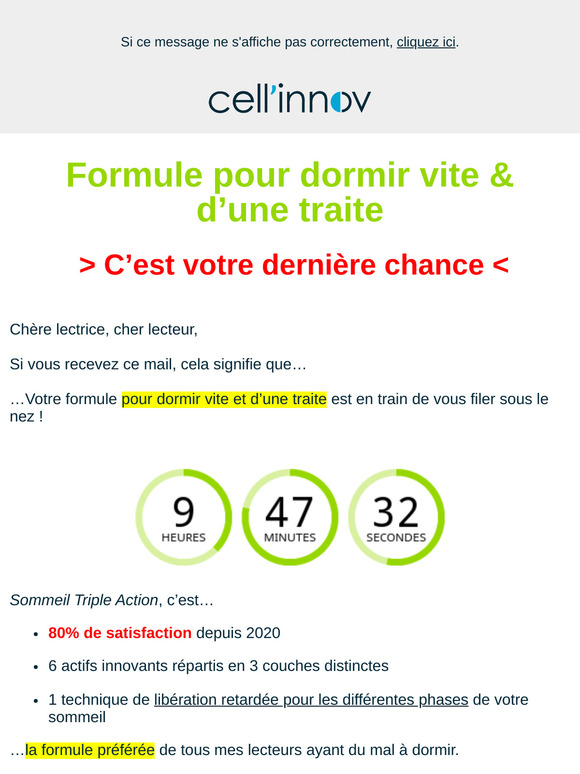 Dernière chance : formule pour dormir vite & d’une traite