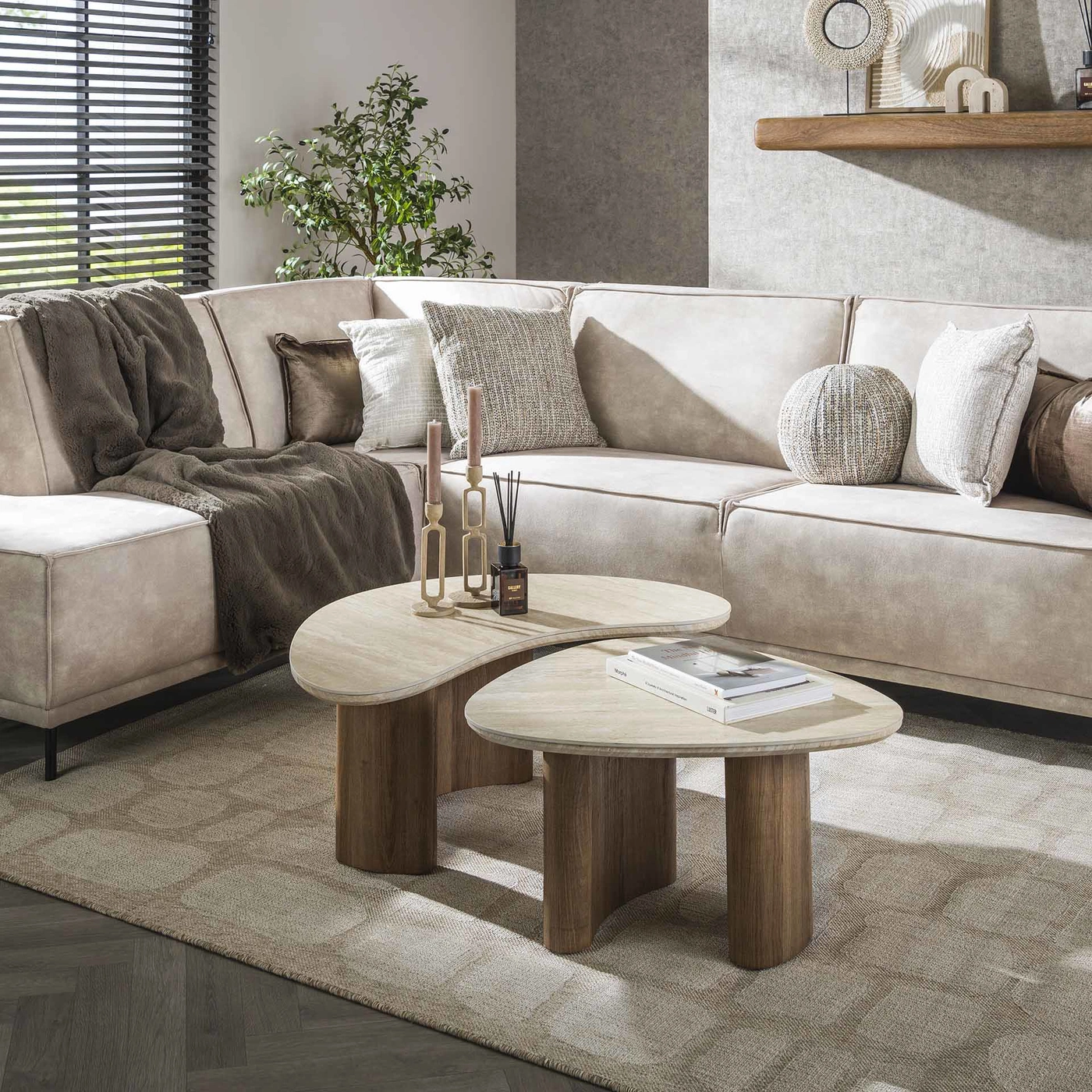 Salontafel Organic Travertin Set van 2 - Giga Meubel