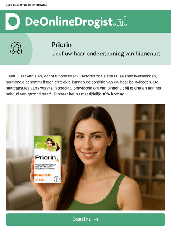 Laatste kans: 30% korting op Priorin haarcapsules