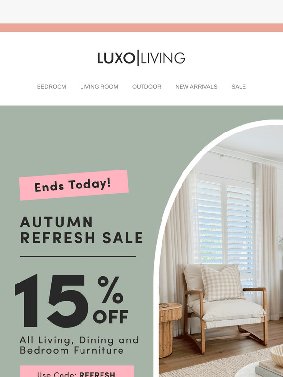 [ENDS TODAY] 15% Off Living, Dining & Bedroom Furniture