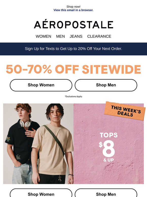 2 FREE Tees When You Buy 1 + 50–70% OFF Sitewide →