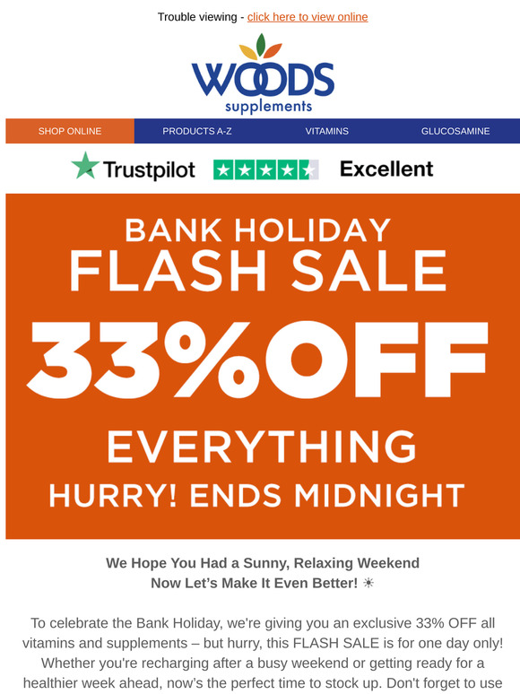 ❤️ Bank Holiday Flash Sale: 33% Off Ends Tonight!