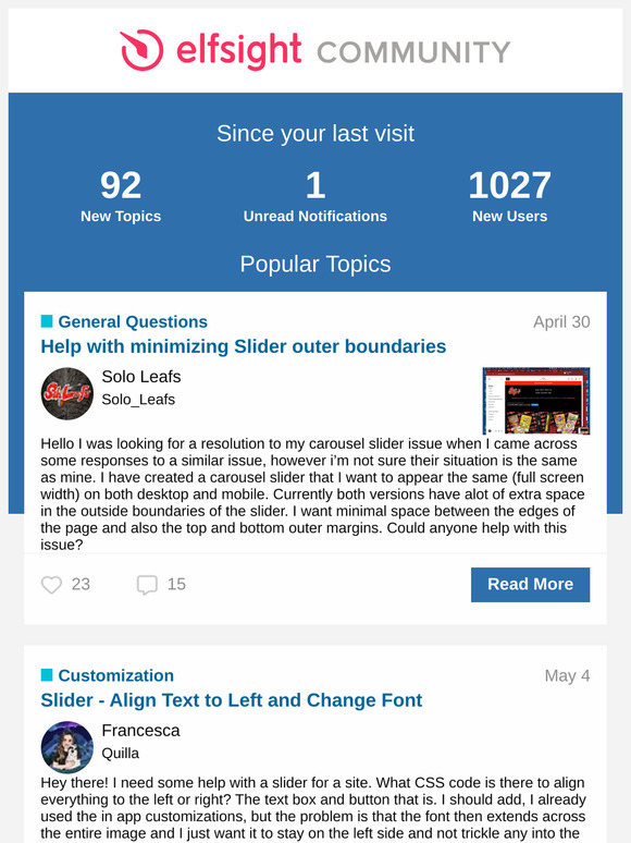 [Elfsight Community] Summary