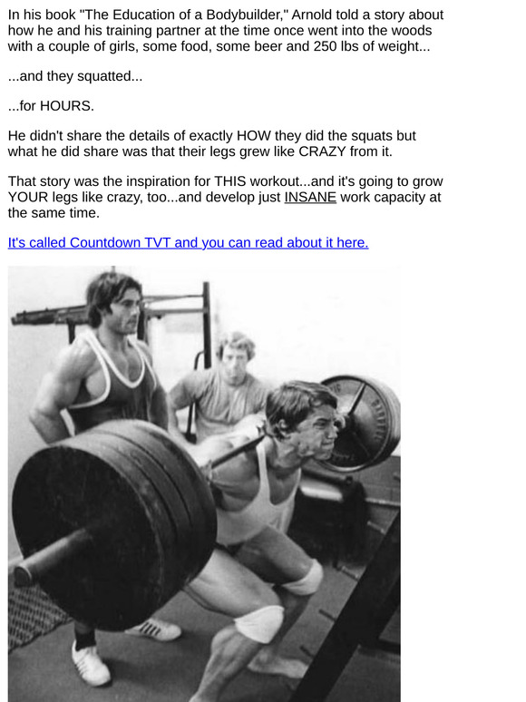 Arnold's insane "into the woods" workout that built his legs...