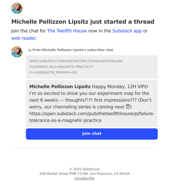 💬 New thread from Michelle Pellizzon Lipsitz