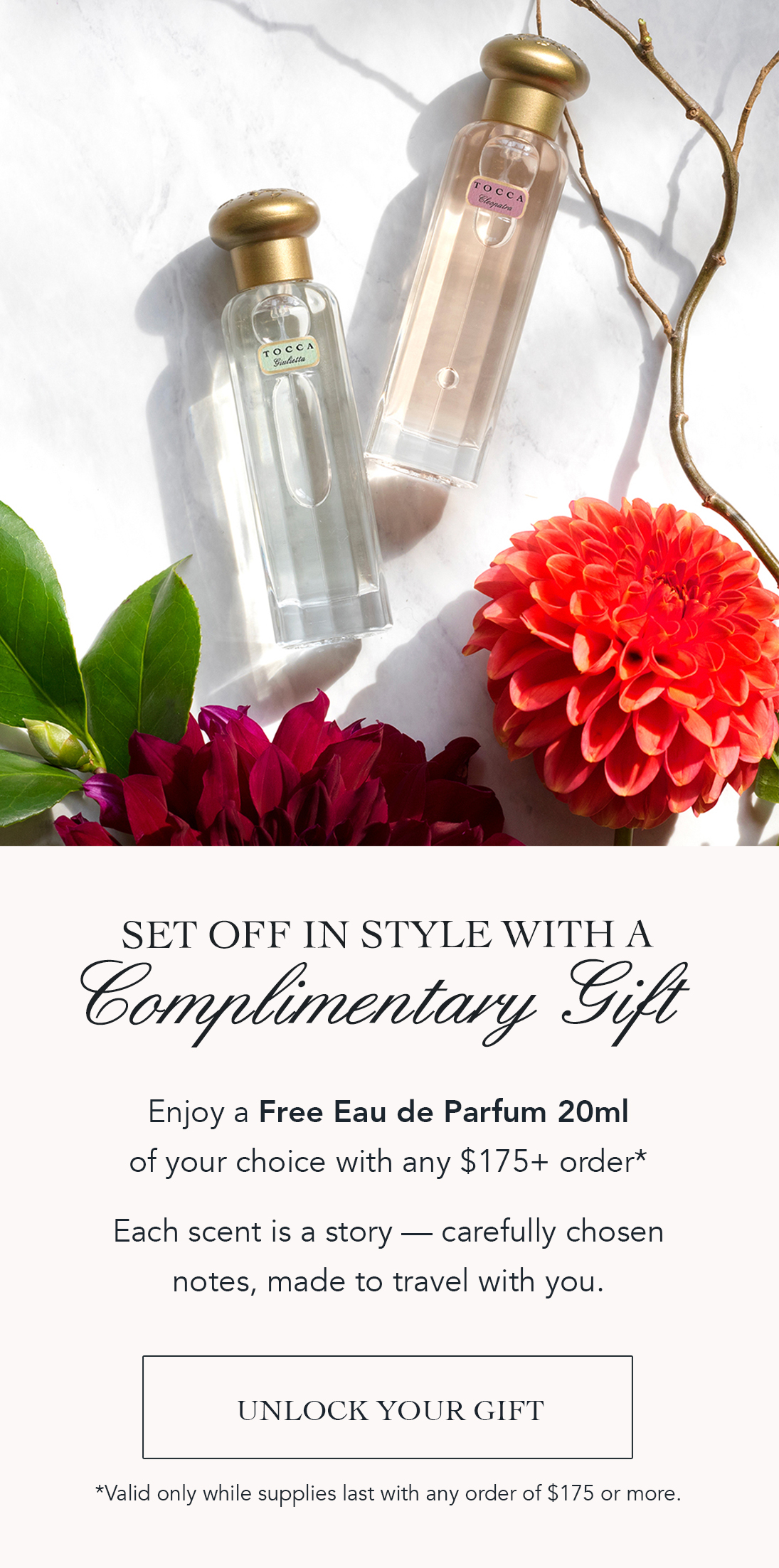 Free 20ml perfume of choice with any $175+ order
