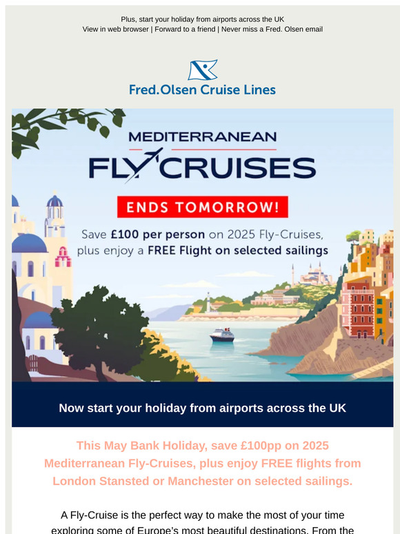 Free Flights on 2025 Fly-Cruises | Ends Tomorrow