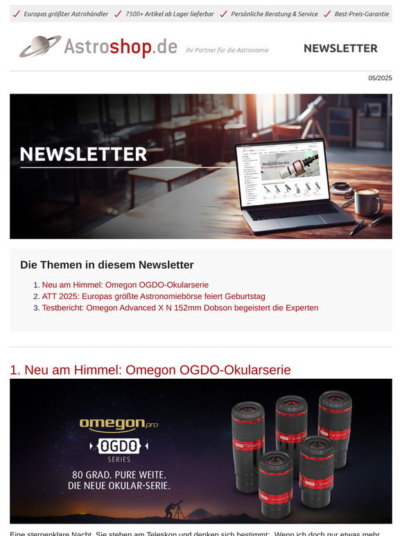 🆕 Omegon OGDO-Okularserie | ATT feiert Geburtstag | Omegon Dobson begeistert Experten