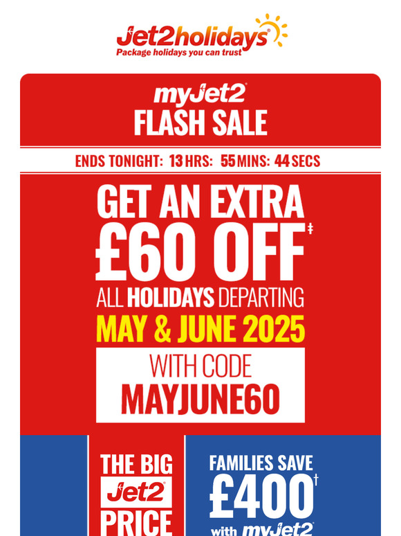 ENDS TONIGHT: myJet2 flash sale