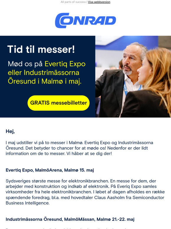 Husk at registrere dig for at få en gratis billet til Evertiq Expo og Industrimässorna Öresund