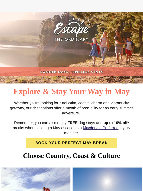 Stay Your Way in May: Escape to the Country, Coast & Culture 🌳🏖️🏛️