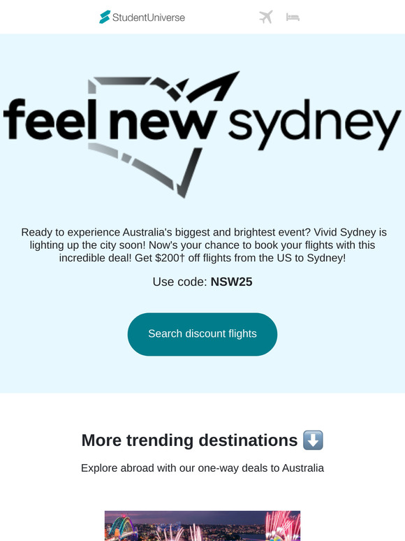 $200 off to Sydney! Just in time for Vivid Sydney!