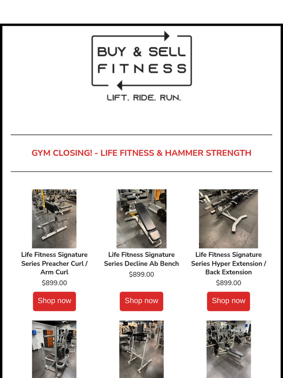 GYM CLOSING! - LIFE FITNESS & HAMMER STRENGTH