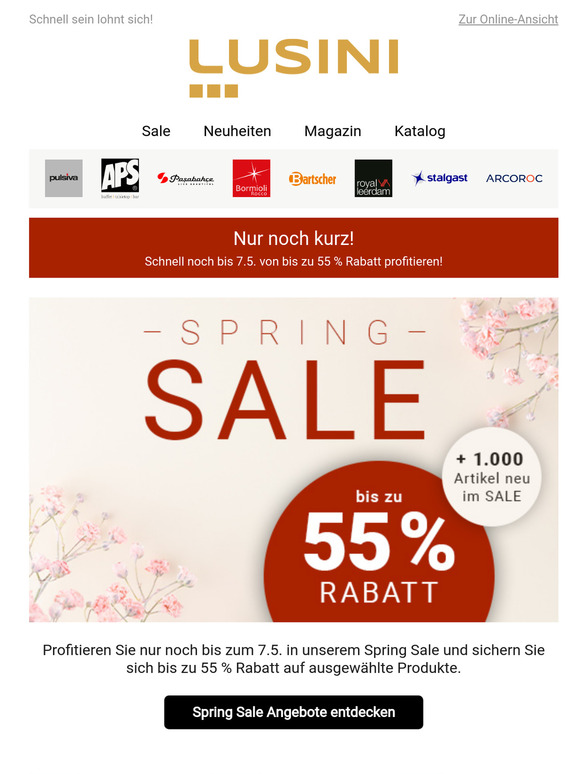 Nur noch kurz: bis zu 55 % sparen im Spring Sale!