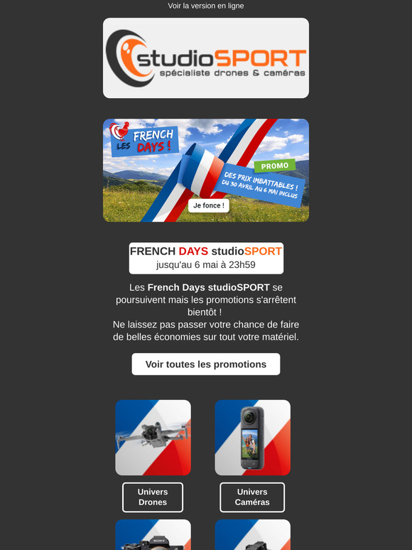 French Days studioSPORT 👀 : derniers instants pour en profiter !