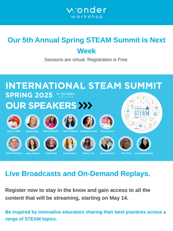 ⏳Spring STEAM Summit is Next Week! Register now.