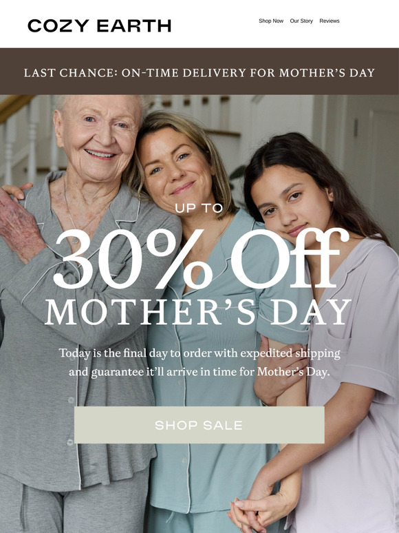 LAST CHANCE: On-Time Delivery For Mother’s Day ⏰