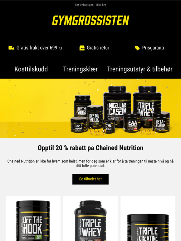 💪 Opptil 20 % rabatt på Chained Nutrition 💪