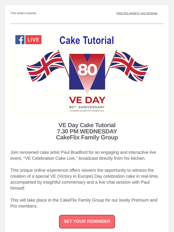 Join Paul LIVE for VE Day Cake Tutorial