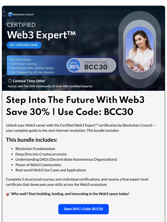 🚀𝐁𝐞𝐜𝐨𝐦𝐞 𝐚 𝐂𝐞𝐫𝐭𝐢𝐟𝐢𝐞𝐝 𝐖𝐞𝐛𝟑 𝐄𝐱𝐩𝐞𝐫𝐭™ | 𝐒𝐚𝐯𝐞 𝟑𝟎% | 𝐂𝐨𝐝𝐞: 𝐁𝐂𝐂𝟑𝟎
