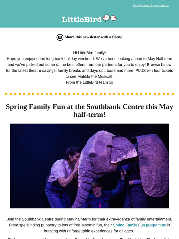 🎭 Matilda Tickets up for grabs  PLUS May Half-Term Fun! 🌟