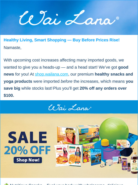 Pre-Tariff Prices! Stock Up on Healthy Snacks & Yoga Essentials Before They’re Gone!