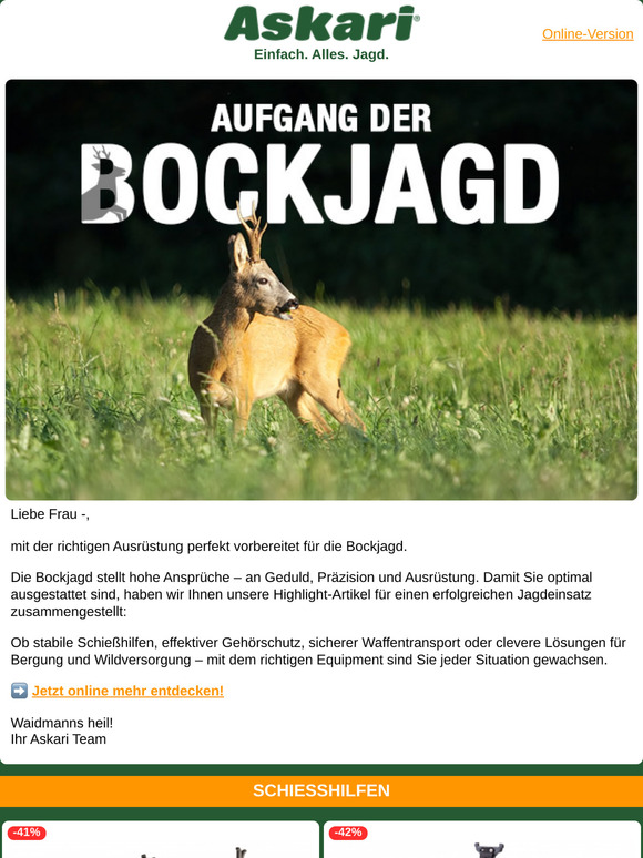 Die richtigen Utensilien für die erfolgreiche Bockjagd!