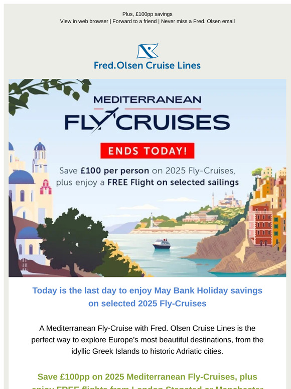 Free Flights on 2025 Fly-Cruises | Ends Today