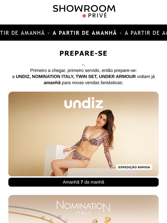 Você estava esperando notícias de UNDIZ, NOMINATION ITALY, TWIN SET, UNDER ARMOUR?