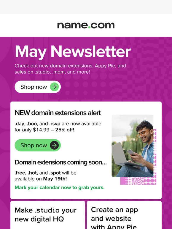 May Newsletter: NEW domains are here!