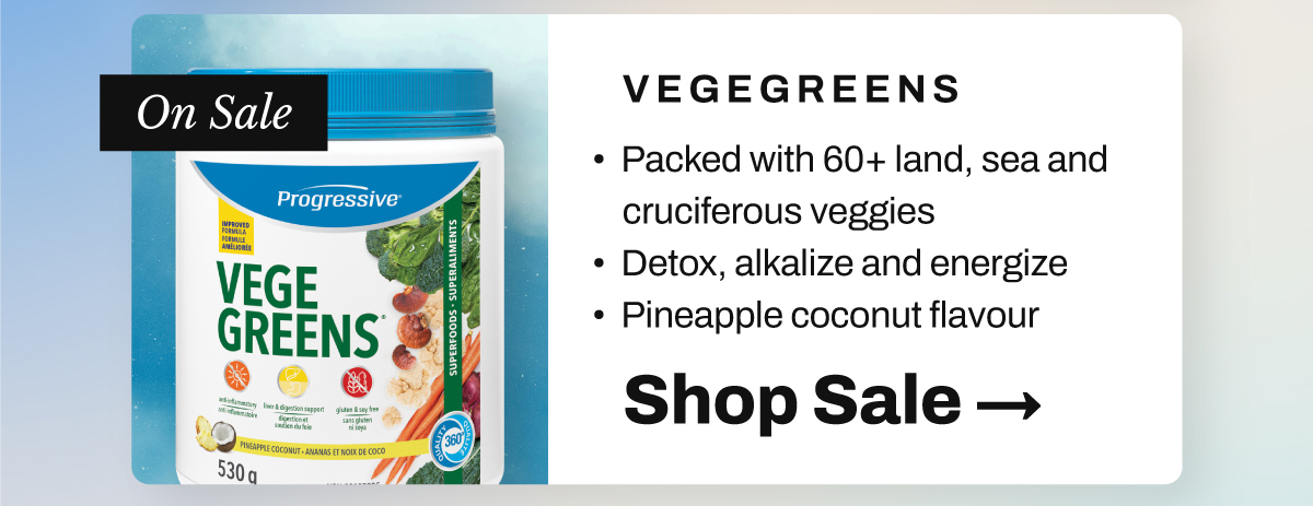 Shop VegeGreens Pineapple Coconut A tropical twist on your daily greens. 60+ land, sea & cruciferous veggies. Detox, alkalize & energize. Refreshing pineapple coconut flavour
