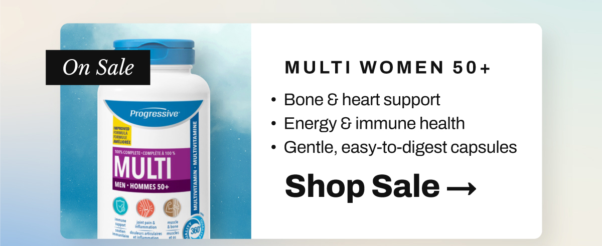 Shop Multi Women 50+ Age gracefully with targeted nutrients for women over 50. Bone & heart support. Energy & immune health. Gentle, easy-to-digest capsules