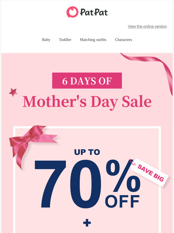 ⏰ It’s On: Up to 70% Off + Extra 15% Off Just for Mother’s Day!
